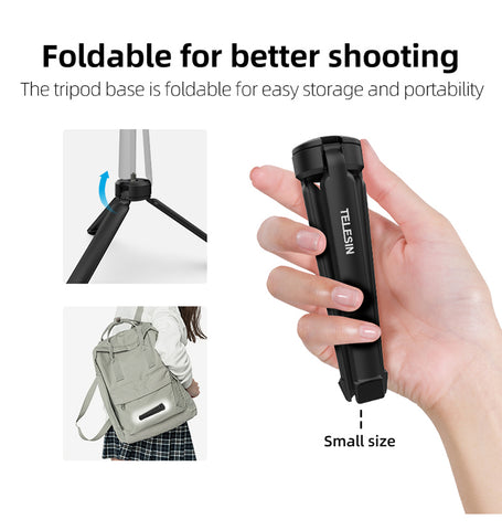 Trípode de Aluminio Telesin para Cámaras GoPro, DJI Osmo, Insta360