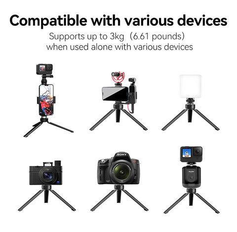 Trípode de Aluminio Telesin para Cámaras GoPro, DJI Osmo, Insta360
