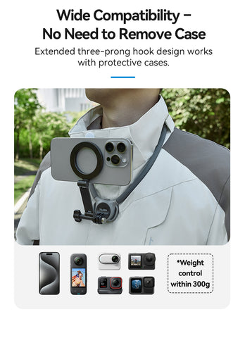 Soporte de cuello magnético 2 en 1 para cámaras de acción y smartphone 2.0 - TELESIN