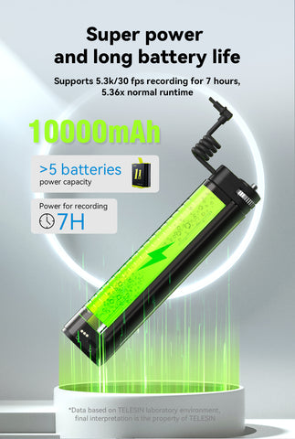 Selfie stick recargable 10.000 mAh para Cámaras de acción y Smartphone- TELESIN