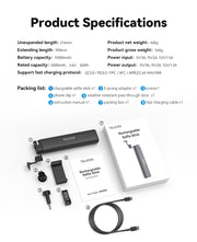 Selfie stick recargable 10.000 mAh para Cámaras de acción y Smartphone- TELESIN