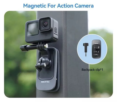 Soporte magnético para cámaras de acción en mochila con rotación 360° - TELESIN