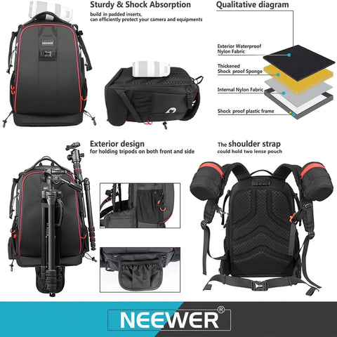 Mochila Neewer 30L Negra para Cámara y Dron
