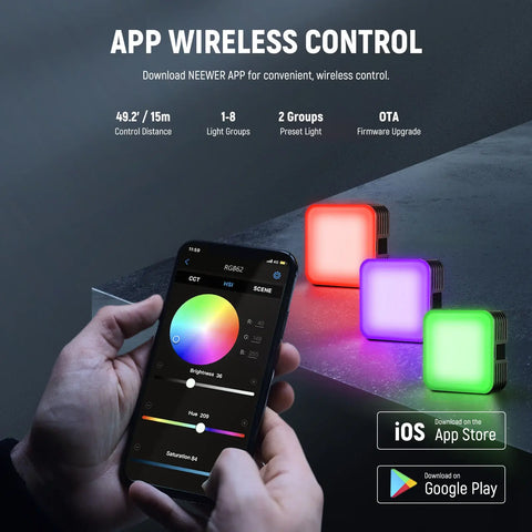 Luz de Video RGB Neewer RGB62 con Control por App