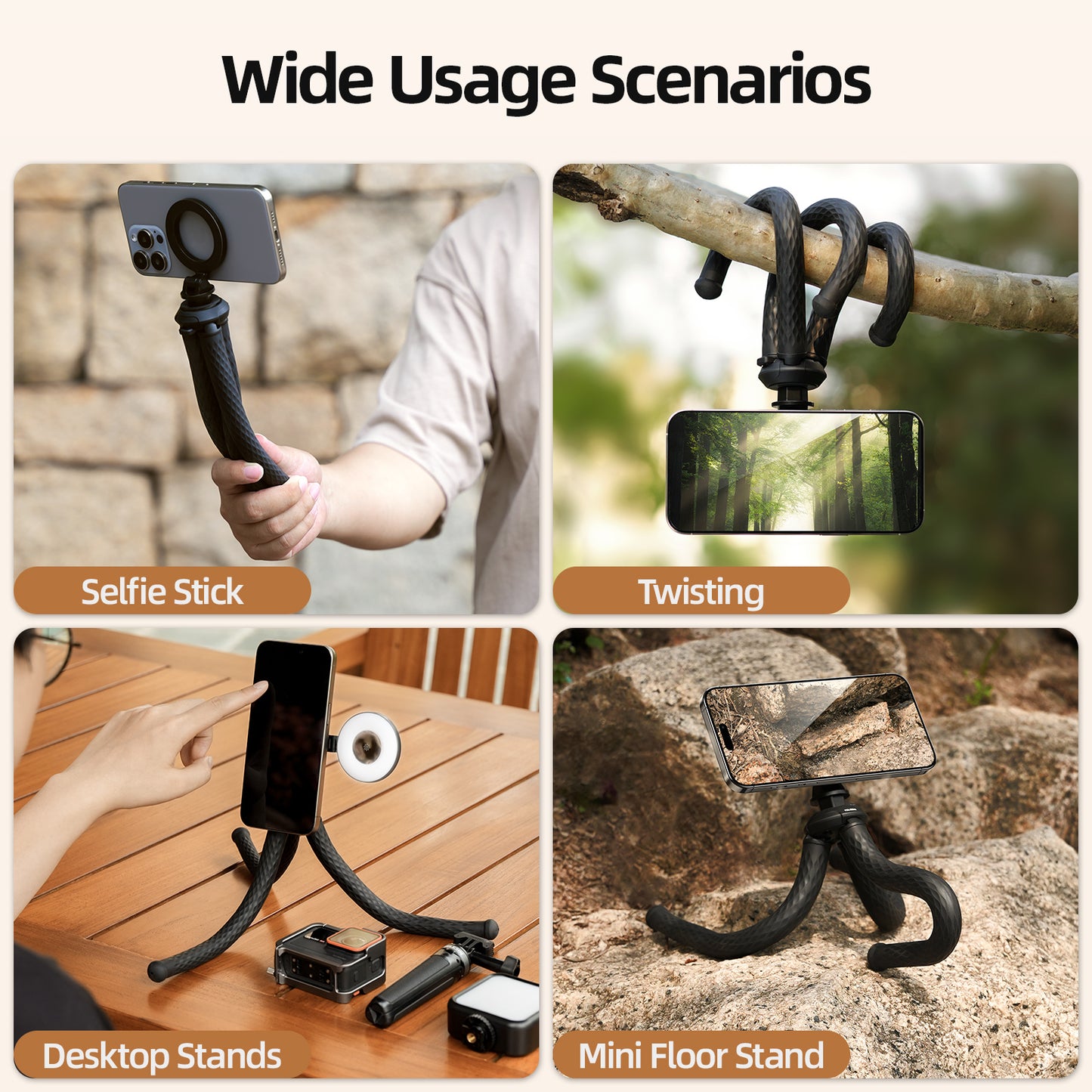 Trípode Magnético Flexible para Smartphone y Cámaras de Acción - TELESIN