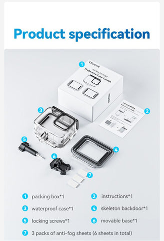 Carcasa impermeable para GoPro 9/10/11/12 - TELESIN